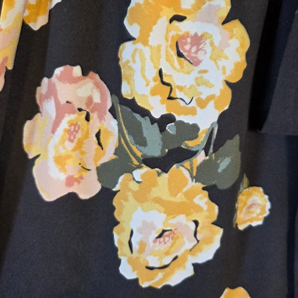 LOFT Outlet Floral Tie A-Line Skirt Women's Large Rose Casual Office Cottage